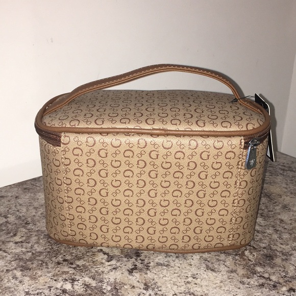 Guess Brown Signature Leather Cosmetics Bag - Picture 3 of 11